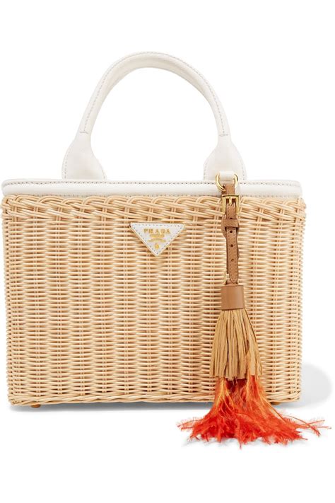 prada white tote bag|prada wicker tote bag.